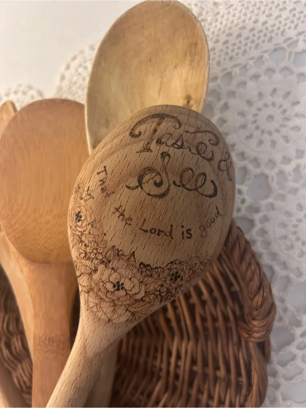 Cottage Rustic Wooden Kitchen Spoon Lot - Natural Wood collection